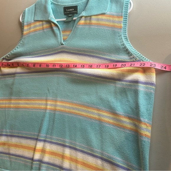 Vintage Ralph Lauren Turquoise Striped Cotton Sweater Vest Size 2XL Preppy Golf - Picture 6 of 6